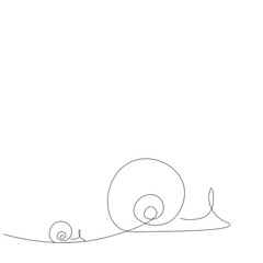 Snails animals family line drawing. Vector illustration