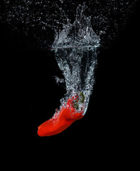 Pepper falling into the water