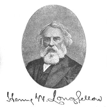 The Henry Wadsworth Longfellow's, american poet in the old book the Great Authors, by W. Dalgleish, 1891, London