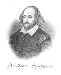 The William Shakespeare's portrait, an English poet regarded as the greatest writer in the English language in the old book the Great Authors, by W. Dalgleish, 1891, London