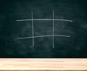 Abstract Tic Tac Toe Game Competition. XO Win Challecge Concept on black board