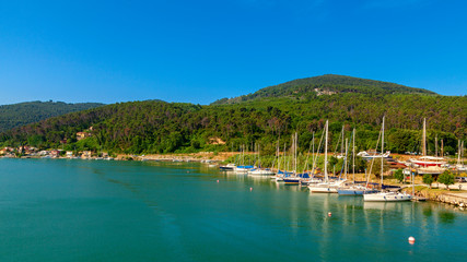 beautiful bocca di magra port view in liguria