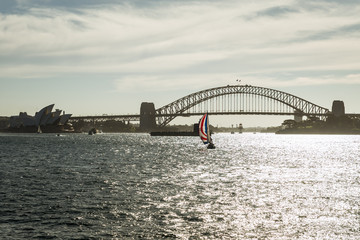 sydney harbour bridge with boat