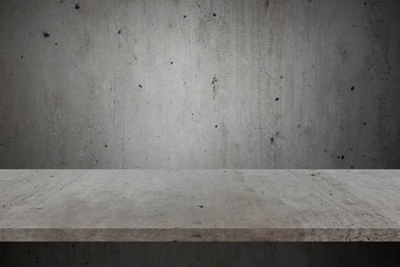 Cement shelf table top or concrete shelf table and background for product display. 