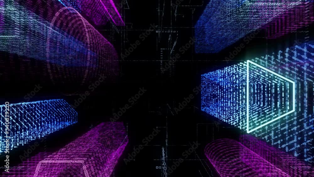Poster abstract virtual city inside a computer system. hologram 3d big data digital city. digital buildings