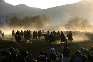 Boskachi match in late afternoon in Kabul