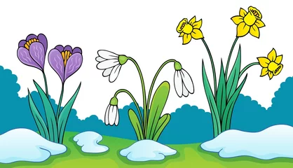 Papier Peint photo Pour enfants Image de thème de fleurs au début du printemps 2