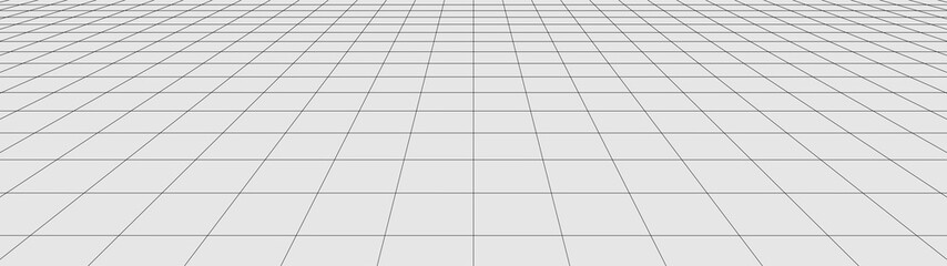 Vector perspective grid. Detailed lines forming an abstract background. Ultra wide illustration.