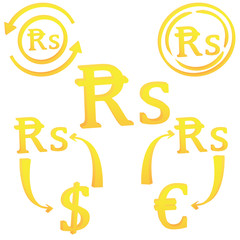 3D Mauritian Rupee currency symbol icon of Mauritius vector illustration on a white background