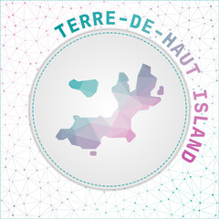 Vector polygonal Terre-de-Haut Island map. Map of the island with network mesh background. Terre-de-Haut Island illustration in technology, internet, network, telecommunication concept style.