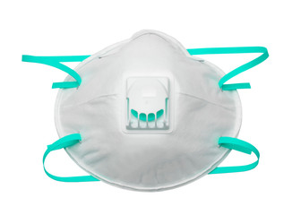 medical face mask type N95 isolated on white background with clipping path