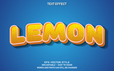 Editable Text Effect Cute Lemon Premium Vector