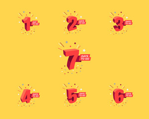 Number of days left to go countdown for sale, promotion, poster or banner. Simple flat illustration.