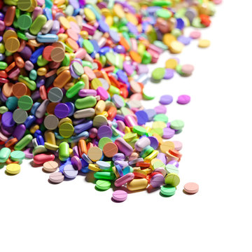 A big pile of colorful medication and pills 3d render