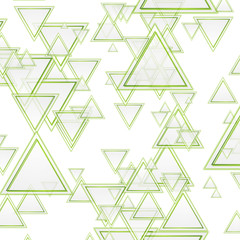 Grey and green triangles abstract geometric background. Bright tech futuristic vector design