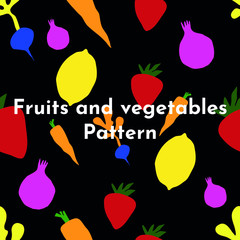 Fruits and vegetables Pattern. Collection of vector hand-drawn fruits and vegetables in vector.