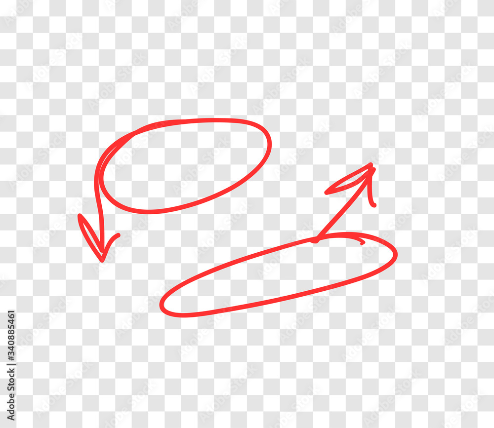 Poster hand drawn object for design use. red doodle frame and arrows on transparent background. abstract pe