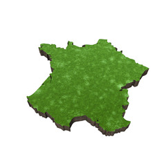 Map of France with grass and soil. 3D rendering