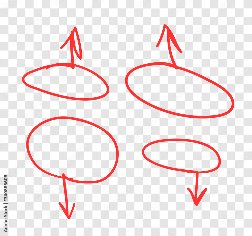 Poster hand drawn object for design use. red doodle frame and arrows on transparent background. abstract pe