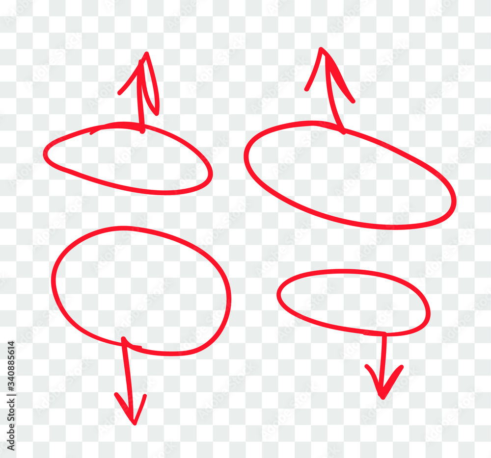 Poster hand drawn object for design use. red doodle frame and arrows on transparent background. abstract pe