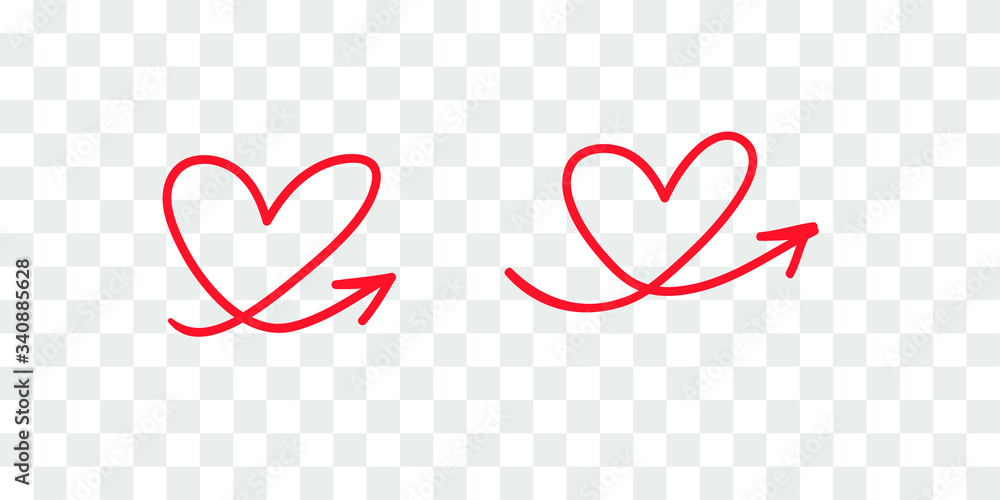 Poster hand drawn object for design use. red doodle frame and arrows on transparent background. abstract pe
