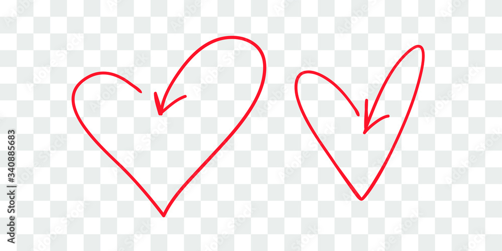 Poster hand drawn object for design use. red doodle frame and arrows on transparent background. abstract pe