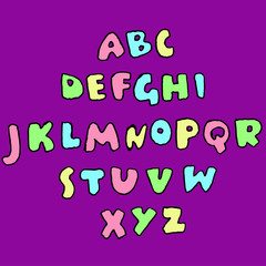 Handdrawn pen contours bold font. Modern grunge lettering. Vector illustration.