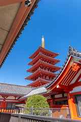 Fototapeta na wymiar The Five-Storied Pagoda of Sensoji Temple, Tokyo Japan