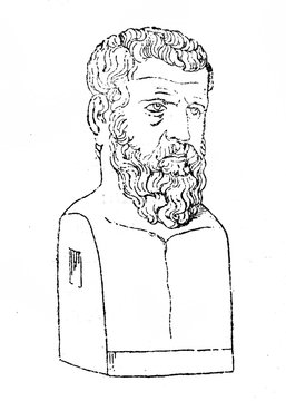 The Heraclitus' portrait, the Greek philosopher in the old book The main ideas of zoology, by E. Perier, 1896, St. Petersburg