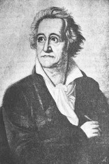 The Johann Wolfgang von Goethe's portrait, a German writer and statesman in the old book The main ideas of zoology, by E. Perier, 1896, St. Petersburg