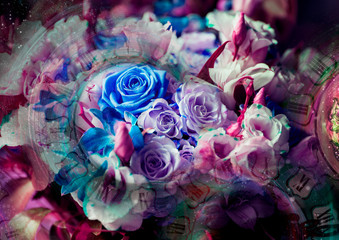 Artistic Still Life Time and Flowers
