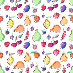 Fruits Seamless Pattern. Food Background.
