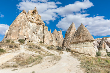 Fototapeta premium Volcanic tufa formations in Turkey's Cappadocia.