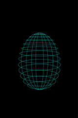 Digital holographic egg on a black background. concept of artificial life and biotechnologies.