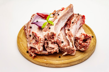 Raw pork ribs isolated on white background