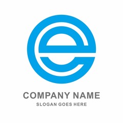 Monogram Letter E Circle Link Connection Business Company Vector Logo Design