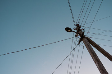 power pole with a flashlight