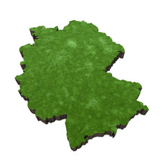 Map of Germany with grass and soil. 3D rendering