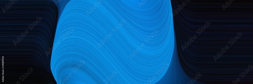 Aufkleber dynamic horizontal banner. modern curvy waves background design with strong blue, black and midnight