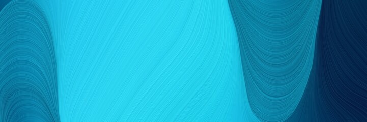 Obraz premium horizontal background banner with dark turquoise, very dark blue and bright turquoise color. modern soft swirl waves background design