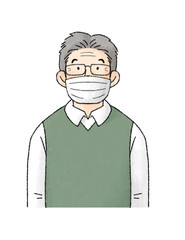 マスクをする男性（シニア）