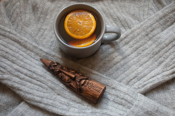 cup of coffee with orange
