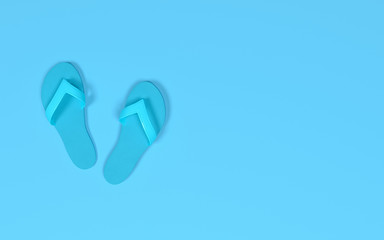 Rubber slippers on pastel background.