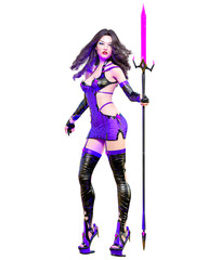 Obraz premium 3D japanese assassin warrior amazon woman render.