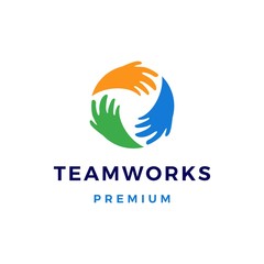 team work teamwork hand circle logo vector icon illustration