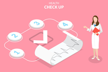3D Isometric Flat Vector Concept of Health Check Up, Annual Medical Exam, Medical Services.