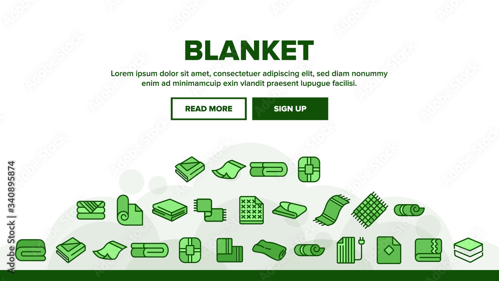 Aufkleber blanket and towel landing web page header banner template vector. electronic blanket with heating, f