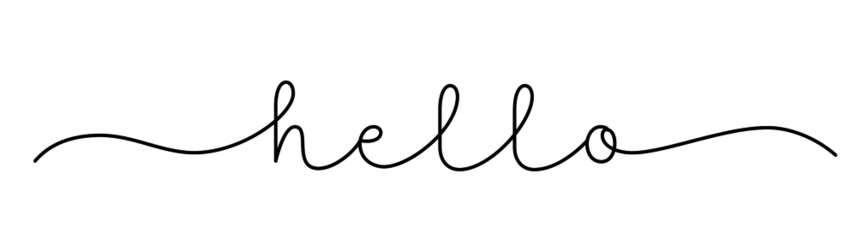 HELLO black vector monoline calligraphy banner with swashes © HowLettery Studio