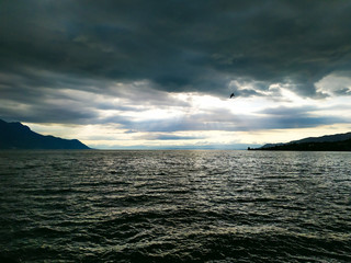 Fototapeta na wymiar We all came out to Montreux On the Lake Geneva shoreline