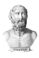 The Plato's portrait, a ancient Greek philosopher in the old book The Plato talk, 1827, Moscow
